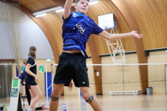 Badminton competitiewedstrijd BC Echt 1 - BCO 1 met Patty, Sabine, Maud, Lars, Luc en Gino