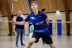 Badminton competitiewedstrijd BC Echt 1 - BCO 1 met Patty, Sabine, Maud, Lars, Luc en Gino