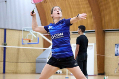 Badminton competitiewedstrijd BC Echt 1 - BCO 1 met Patty, Sabine, Maud, Lars, Luc en Gino