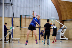 Badminton competitiewedstrijd BC Echt 1 - BCO 1 met Patty, Sabine, Maud, Lars, Luc en Gino