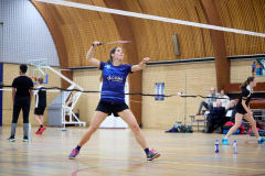Badminton competitiewedstrijd BC Echt 1 - BCO 1 met Patty, Sabine, Maud, Lars, Luc en Gino