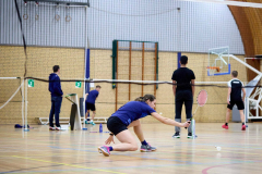 Badminton competitiewedstrijd BC Echt 1 - BCO 1 met Patty, Sabine, Maud, Lars, Luc en Gino