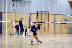 Badminton competitiewedstrijd BC Echt 1 - BCO 1 met Patty, Sabine, Maud, Lars, Luc en Gino