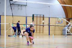 Badminton competitiewedstrijd BC Echt 1 - BCO 1 met Patty, Sabine, Maud, Lars, Luc en Gino