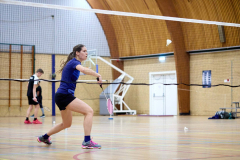 Badminton competitiewedstrijd BC Echt 1 - BCO 1 met Patty, Sabine, Maud, Lars, Luc en Gino