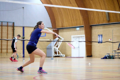 Badminton competitiewedstrijd BC Echt 1 - BCO 1 met Patty, Sabine, Maud, Lars, Luc en Gino