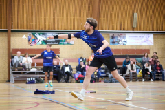 Badminton competitiewedstrijd BC Echt 1 - BCO 1 met Patty, Sabine, Maud, Lars, Luc en Gino