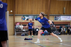Badminton competitiewedstrijd BC Echt 1 - BCO 1 met Patty, Sabine, Maud, Lars, Luc en Gino
