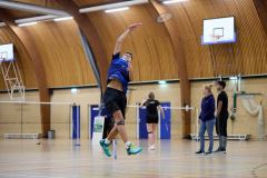 Badminton competitiewedstrijd BC Echt 1 - BCO 1 met Patty, Sabine, Maud, Lars, Luc en Gino