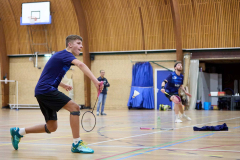 Badminton competitiewedstrijd BC Echt 1 - BCO 1 met Patty, Sabine, Maud, Lars, Luc en Gino