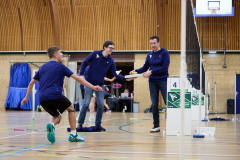 Badminton competitiewedstrijd BC Echt 1 - BCO 1 met Patty, Sabine, Maud, Lars, Luc en Gino