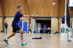 Badminton competitiewedstrijd BC Echt 1 - BCO 1 met Patty, Sabine, Maud, Lars, Luc en Gino