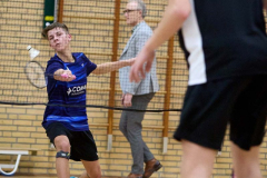 Badminton competitiewedstrijd BC Echt 1 - BCO 1 met Patty, Sabine, Maud, Lars, Luc en Gino