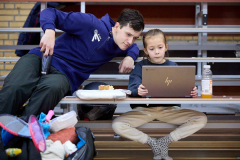 Badminton competitiewedstrijd BC Echt 1 - BCO 1 met Patty, Sabine, Maud, Lars, Luc en Gino