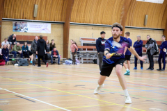Badminton competitiewedstrijd BC Echt 1 - BCO 1 met Patty, Sabine, Maud, Lars, Luc en Gino