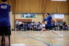 Badminton competitiewedstrijd BC Echt 1 - BCO 1 met Patty, Sabine, Maud, Lars, Luc en Gino