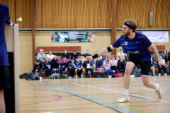 Badminton competitiewedstrijd BC Echt 1 - BCO 1 met Patty, Sabine, Maud, Lars, Luc en Gino