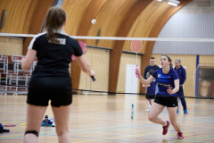 Badminton competitiewedstrijd BC Echt 1 - BCO 1 met Patty, Sabine, Maud, Lars, Luc en Gino