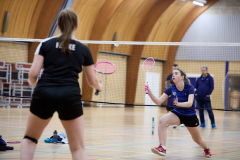 Badminton competitiewedstrijd BC Echt 1 - BCO 1 met Patty, Sabine, Maud, Lars, Luc en Gino