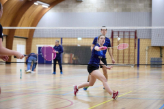 Badminton competitiewedstrijd BC Echt 1 - BCO 1 met Patty, Sabine, Maud, Lars, Luc en Gino