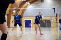 Badminton competitiewedstrijd BC Echt 1 - BCO 1 met Patty, Sabine, Maud, Lars, Luc en Gino