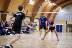 Badminton competitiewedstrijd BC Echt 1 - BCO 1 met Patty, Sabine, Maud, Lars, Luc en Gino