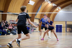 Badminton competitiewedstrijd BC Echt 1 - BCO 1 met Patty, Sabine, Maud, Lars, Luc en Gino