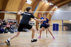 Badminton competitiewedstrijd BC Echt 1 - BCO 1 met Patty, Sabine, Maud, Lars, Luc en Gino