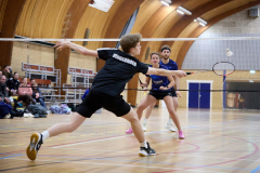 Badminton competitiewedstrijd BC Echt 1 - BCO 1 met Patty, Sabine, Maud, Lars, Luc en Gino