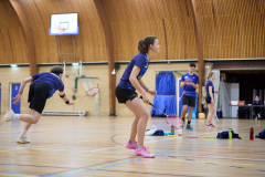 Badminton competitiewedstrijd BC Echt 1 - BCO 1 met Patty, Sabine, Maud, Lars, Luc en Gino