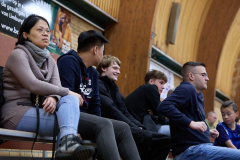 Badminton competitiewedstrijd BC Echt 1 - BCO 1 met Patty, Sabine, Maud, Lars, Luc en Gino
