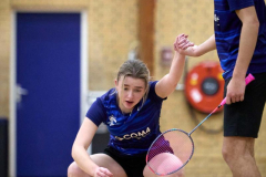 Badminton competitiewedstrijd BC Echt 1 - BCO 1 met Patty, Sabine, Maud, Lars, Luc en Gino