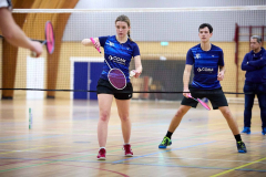 Badminton competitiewedstrijd BC Echt 1 - BCO 1 met Patty, Sabine, Maud, Lars, Luc en Gino