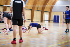 Badminton competitiewedstrijd BC Echt 1 - BCO 1 met Patty, Sabine, Maud, Lars, Luc en Gino