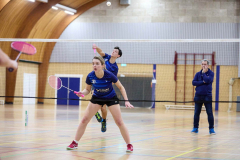 Badminton competitiewedstrijd BC Echt 1 - BCO 1 met Patty, Sabine, Maud, Lars, Luc en Gino