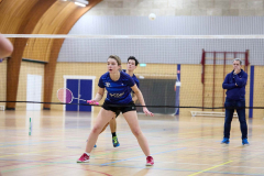 Badminton competitiewedstrijd BC Echt 1 - BCO 1 met Patty, Sabine, Maud, Lars, Luc en Gino