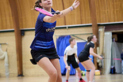 Badminton competitiewedstrijd BC Echt 1 - BCO 1 met Patty, Sabine, Maud, Lars, Luc en Gino