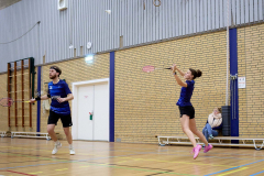 Badminton competitiewedstrijd BC Echt 1 - BCO 1 met Patty, Sabine, Maud, Lars, Luc en Gino