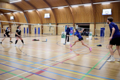 Badminton competitiewedstrijd BC Echt 1 - BCO 1 met Patty, Sabine, Maud, Lars, Luc en Gino