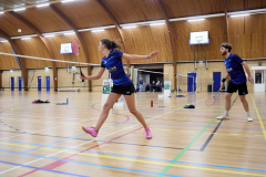 Badminton competitiewedstrijd BC Echt 1 - BCO 1 met Patty, Sabine, Maud, Lars, Luc en Gino