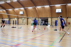 Badminton competitiewedstrijd BC Echt 1 - BCO 1 met Patty, Sabine, Maud, Lars, Luc en Gino